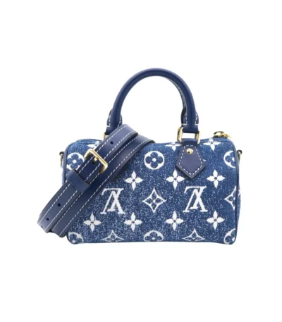 louis vuitton nano speedy denim blue bag 17cm zcwe9