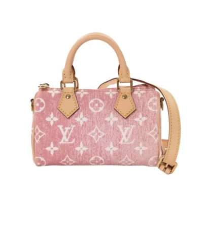 louis vuitton nano speedy monogram jacquard denim pink 20cm o56jz