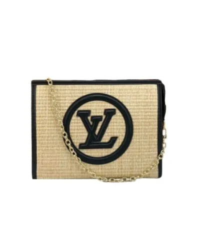 louis vuitton natural raffia toiletry pouch on chain black 17cm t5tye