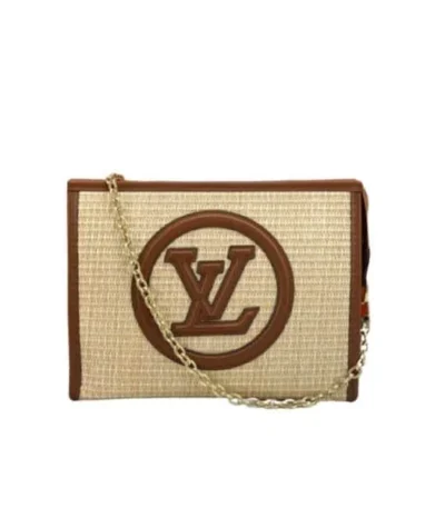 louis vuitton natural raffia toiletry pouch on chain brown 17cm cmwvq