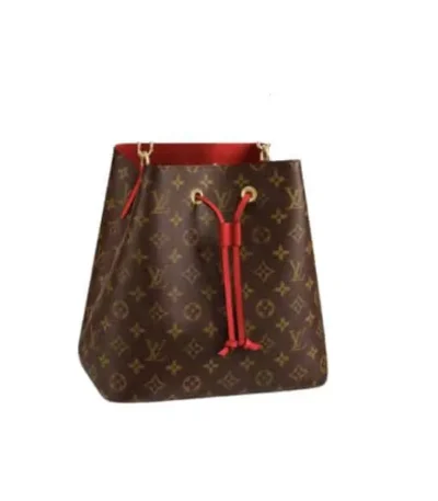 louis vuitton neonoe monogram leather bag brown and red 25cm emga4