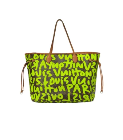louis vuitton neverfull gm graffiti tote bag green neon 40cm fajje