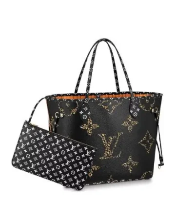 louis vuitton neverfull monogram giant jungle mm black caramel acdik