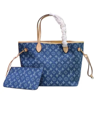 louis vuitton neverfull monogram mm handbag denim 28cm syxfb