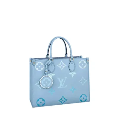 louis vuitton on the go mm monogram empreinte leather light blue m4ed2