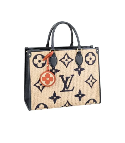 louis vuitton onthego mm raffia tote bag 40cm b80ds