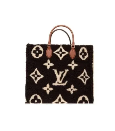 louis vuitton onthego monogram teddy fleece black and white 40cm cp6sh