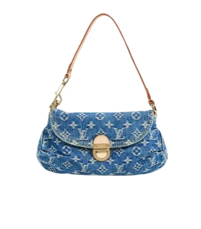 louis vuitton pleaty handbag monogram denim blue 26cm wku0u