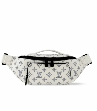 louis vuitton rush bumbag monogram shadow leather white and navy blue 30cm amuah