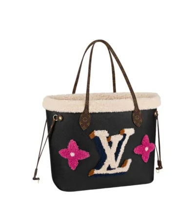 louis vuitton shearling monogram neverfull mm bag black 33cm 7j536