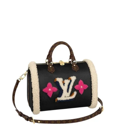 louis vuitton shearling monogram speedy bandouliere bag black 30cm 6f8e6