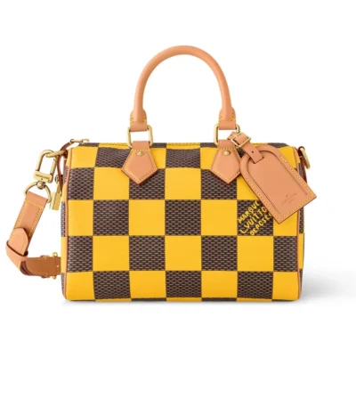 louis vuitton speedy 25 bandoulire damier pop yellow 25cm 4fdlg
