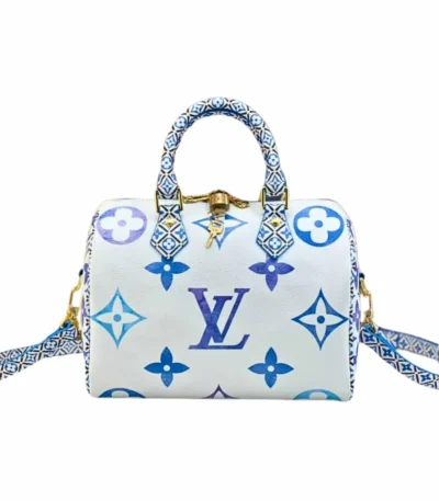 louis vuitton speedy bandoulire white blue 25cm nrszq