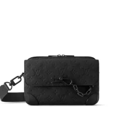 louis vuitton steamer messenger taurillon monogram black 20cm nfjkl
