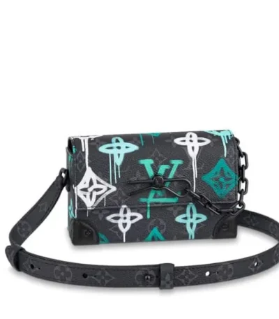 louis vuitton steamer messenger taurillon monogram black and blue 20cm nkvno