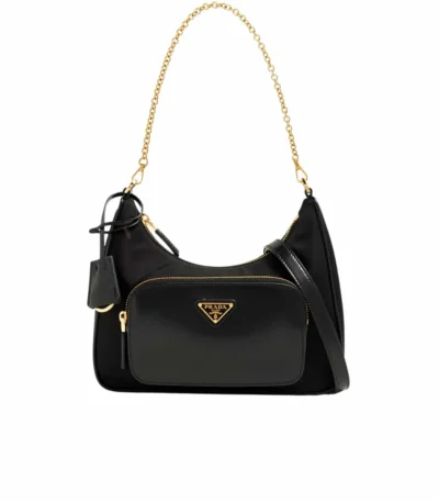 prada leather pocket re nylon shoulder bag black 22cm 4qjqv