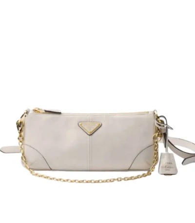 prada re edition 2002 leather shoulder bag white 23cm k7rdk