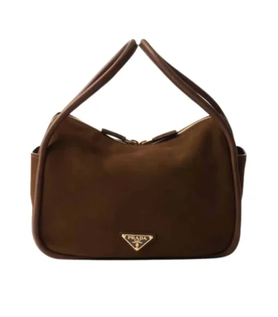 prada suede hand bag cocoa brown 26cm krxz6