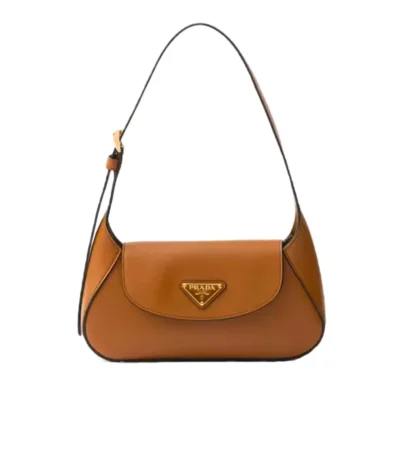 prada triangle logo shoulder bag caramel 24cm g86e6