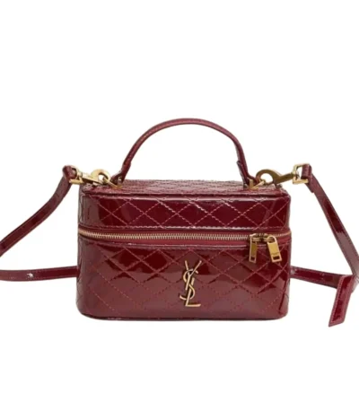 saint laurent gany vanity bag in patent leather wine red 19cm fpkcx