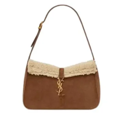 saint laurent le 5 7 hobo bag in suede and shearling apjps