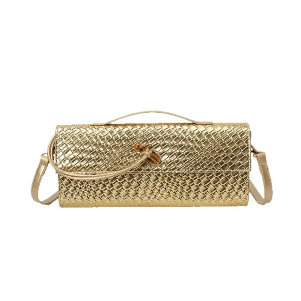 2026 Luxury Woven Evening Bag – Elegant Baguette Accordion Handbag, Premium Horizontal Shoulder & Crossbody Bag