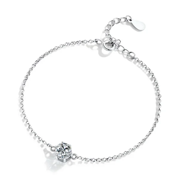 Elegant Hexagon Bracelet in White Gold-Finish 925 Sterling Silver – A Minimalist, Refined Design