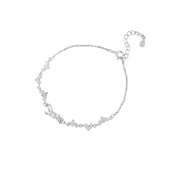 Elegant Bow Bracelet in White Gold-Finish S925 Sterling Silver – A Delicate, Refined Design for Women