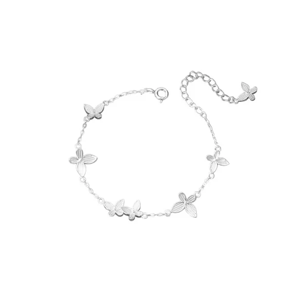 Luxury Multi-Butterfly Bracelet in White Gold-Finish S925 Sterling Silver – Forest-Inspired Design
