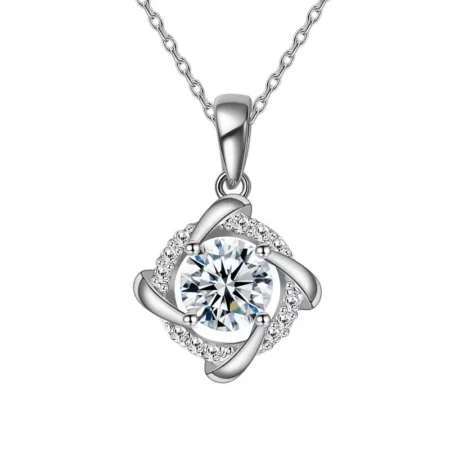 Elegant 1 Carat D Color Moissanite Windmill Pendant Necklace in 925 Sterling Silver for Women 1
