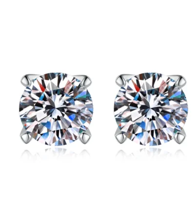 Elegant 1 Carat Moissanite Stud Earrings – Four Prong Setting in S925 Sterling Silver 1