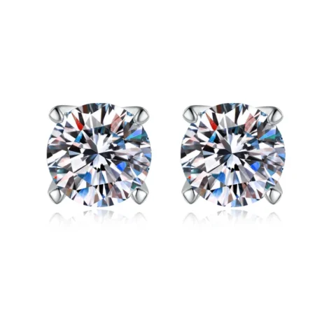 Elegant 1 Carat Moissanite Stud Earrings – Four Prong Setting in S925 Sterling Silver 1