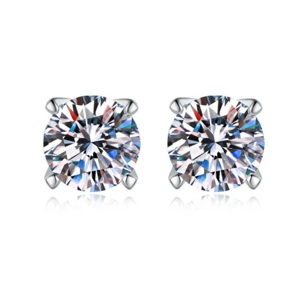 Elegant 1-Carat Moissanite Stud Earrings – Four-Prong Setting in S925 Sterling Silver