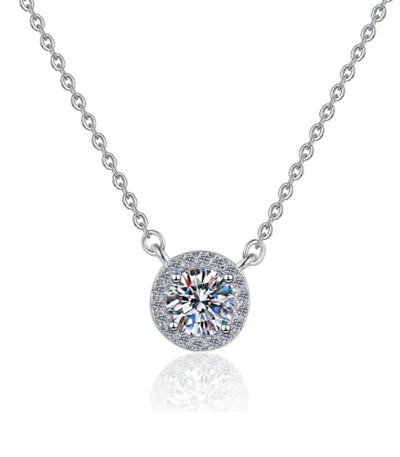 Elegant 1 Carat Pendant Necklace in 925 Sterling Silver with White Gold Plating 1