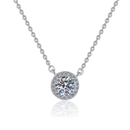 Elegant 1 Carat Pendant Necklace in 925 Sterling Silver with White Gold Plating 1