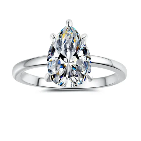 Elegant 2 Carat Pear Shaped Moissanite Ring in 18K Gold Plated 925 Sterling Silver 1