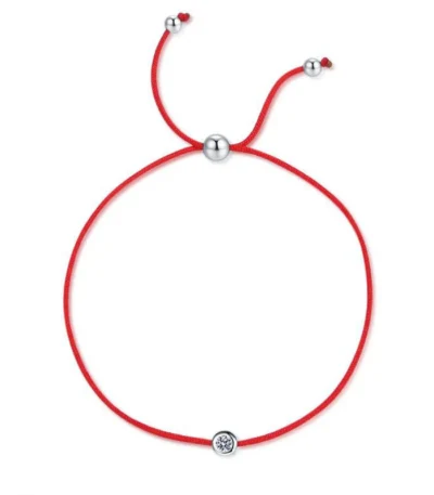 Elegant Adjustable Red String Bracelet in White Gold Plated 925 Sterling Silver 1