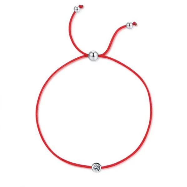 Elegant Adjustable Red String Bracelet in White Gold-Plated 925 Sterling Silver