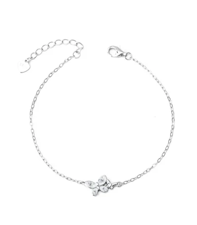 Elegant Butterfly Flower Bracelet in White Gold Finish S925 Sterling Silver – A Romantic for Women 1