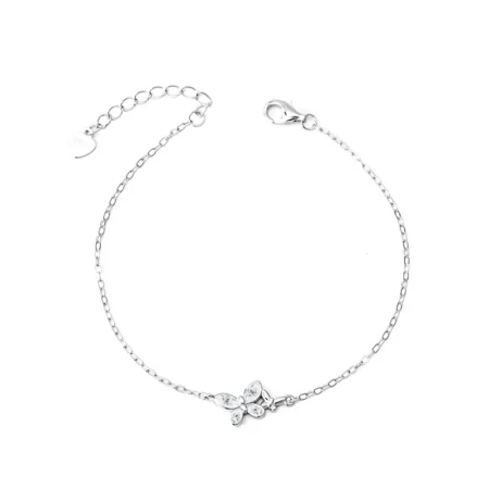 Elegant Butterfly Flower Bracelet in White Gold Finish S925 Sterling Silver – A Romantic for Women 1