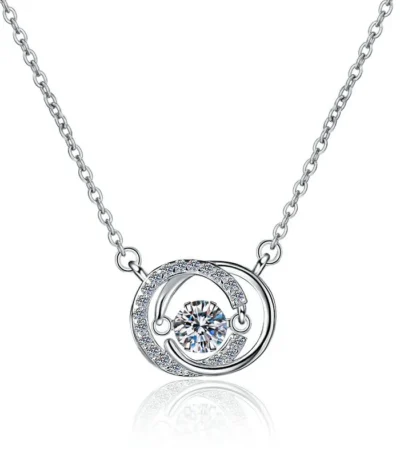 Elegant Double C Pendant Necklace in White Gold Plated Finish – A Chic and Timeless Design for Women 1