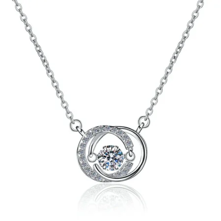 Elegant Double C Pendant Necklace in White Gold Plated Finish – A Chic and Timeless Design for Women 1