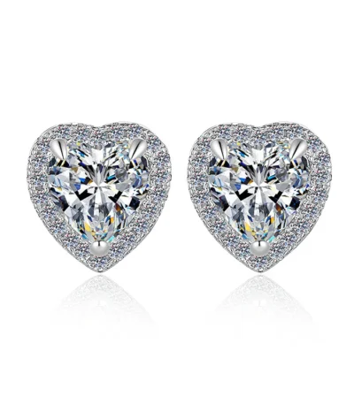 Elegant Heart Shaped Earrings with a White Gold Finish 1