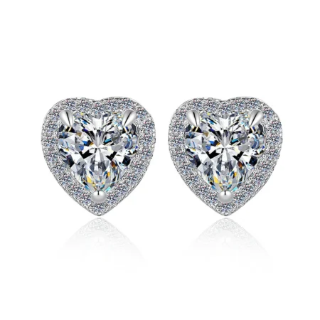 Elegant Heart Shaped Earrings with a White Gold Finish 1