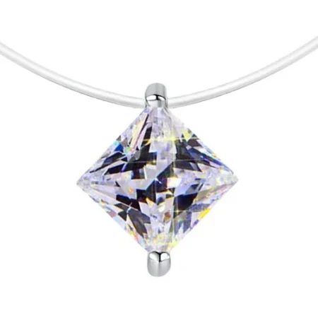 Elegant Mermaid Tears Inspired Princess Cut Moissanite Pendant Necklace in S925 Sterling Silver with an Invisible Setting 1