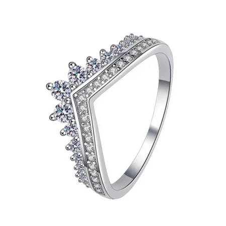 Elegant Princess Crown Ring in White Gold Plated S925 Sterling Silver – A Timeless Feminine Design 1