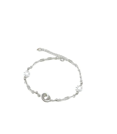 Elegant Roman Numerals Double Ring Bracelet in White Gold Finish S925 Sterling Silver – A Minimalist Refined Design 1