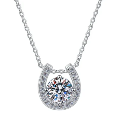 Elegant S925 Sterling Silver Necklace – Unique Light Luxury Design with U Shaped Horseshoe Pendant 1