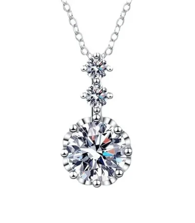 Elegant Snowflake Style Moissanite Pendant Necklace in S925 Sterling Silver with a Classic Six Prong Setting for Women 1
