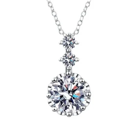Elegant Snowflake Style Moissanite Pendant Necklace in S925 Sterling Silver with a Classic Six Prong Setting for Women 1